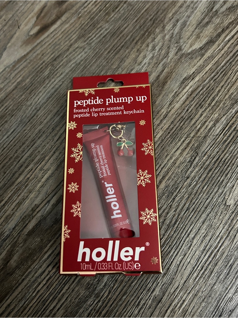 Holler Peptide Plump Up Frosted Cherry Lip Treatment w/keychain charm new 10ml